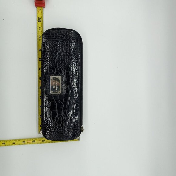 Liz Claiborne Black Faux Croc Jewelry Travel Bag Pouch Organizer Zipper - Picture 7 of 11